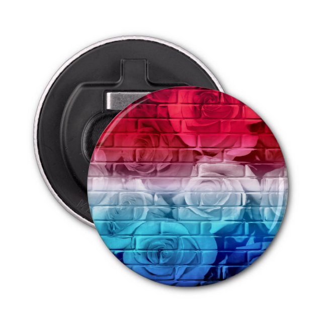 Décapsuleur Roses de briques 11 Rouge blanc bleu-rond ouvertur (Devant)