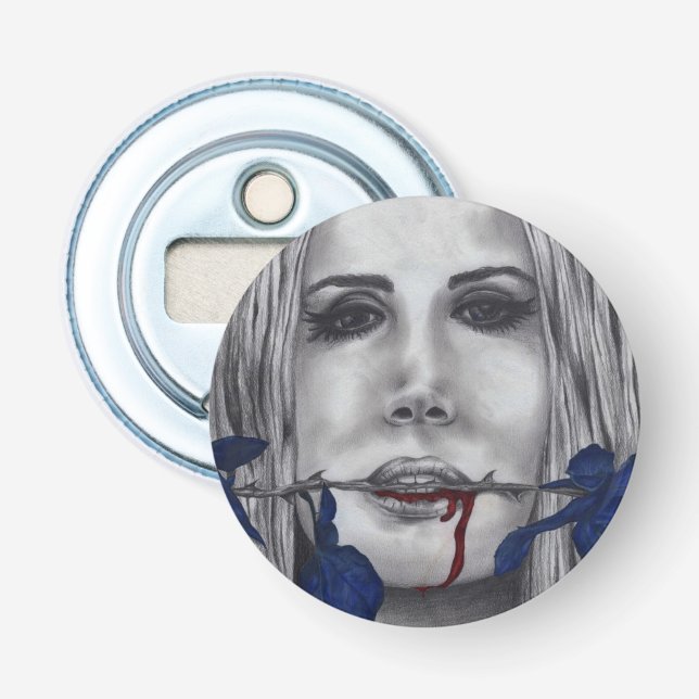 Décapsuleur Roses de sang Femme vampire bleue Portrait Art got (Devant)