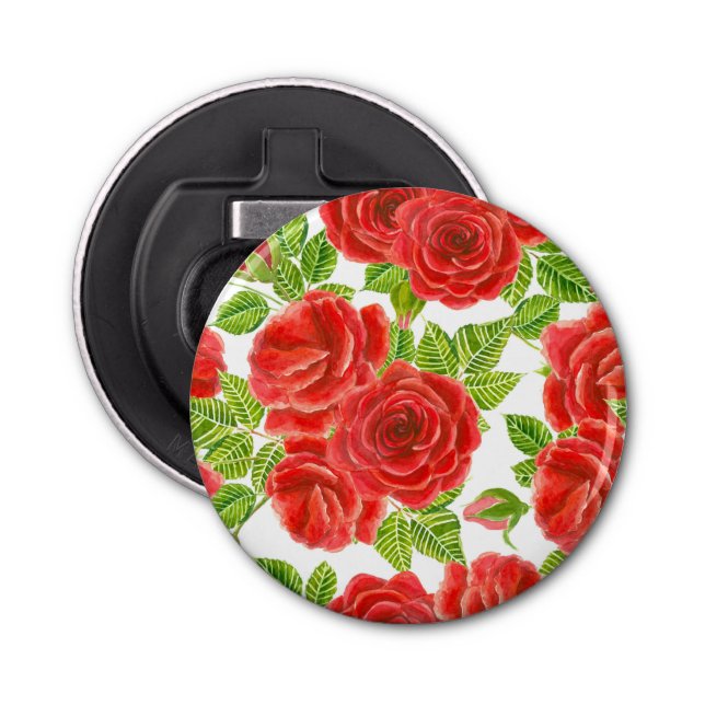 Décapsuleur Roses rouges aquarelle transparente motif (Devant)