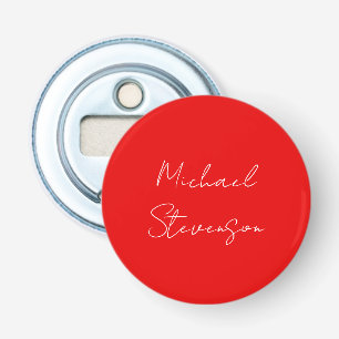 Décapsuleur Rouge Blanc manuscrit Minimaliste Votre Nom