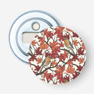 Décapsuleur Rouge-gorges dans un érable sur fond blanc cassé