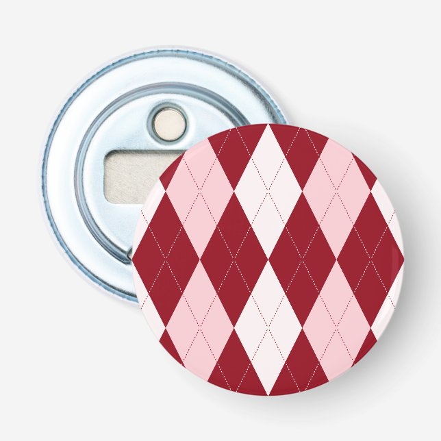 Décapsuleur Rouge Jacquard Crimson rose Petit Diamant Forme (Devant)