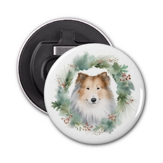 Décapsuleur Rough Collie Christmas Wreath Festive Pup (Devant)