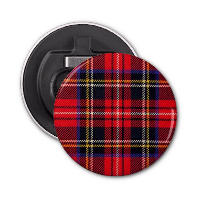 Décapsuleur Royal Stewart tartan rouge noir plaid (Devant)