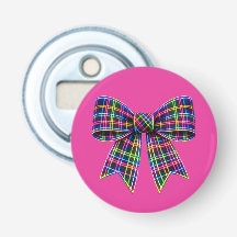 Ruban Tartan à Nœud Néon Rose Écossais Mignon