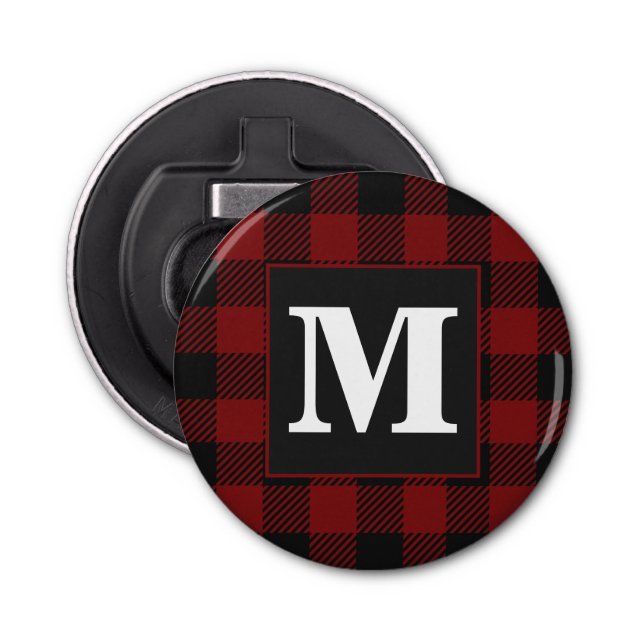 Décapsuleur Russe Rouge Buffalo Plaid Agritourisme Monogramme (Devant)