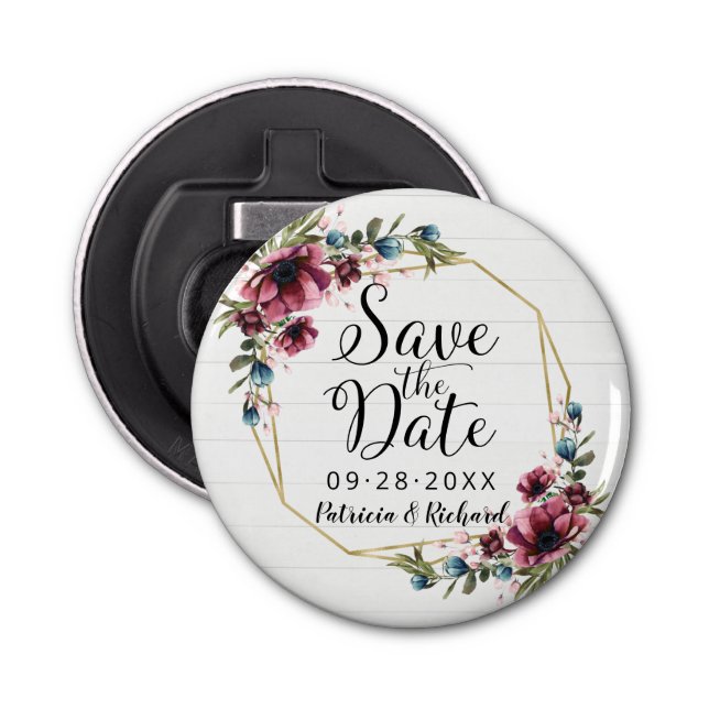 Décapsuleur Rustique Chic Bourgogne Mariage Floral Enregistrer (Devant)