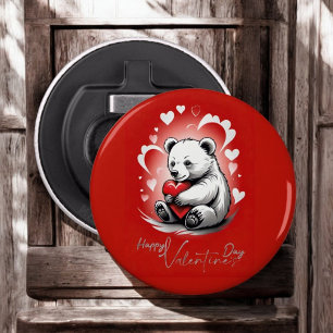 Décapsuleur Saint-Valentin avec ours en peluche riche