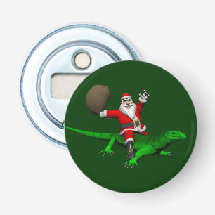 Décapsuleur Santa Claus Riding Green Lizard