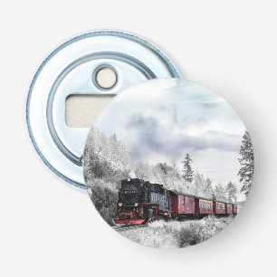 Décapsuleur Scène de Noël d'hiver du train vintage