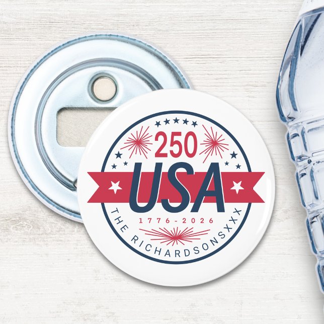 Décapsuleur Semiquincentenaire des États-Unis 250e anniversair (USA Semiquincentennial America's 250th Anniversary Bottle Opener)