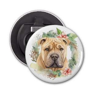 Décapsuleur Shar Pei Christmas Wreath Festive Pup