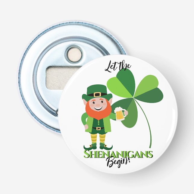 Décapsuleur Shenanigans Leprechaun Trèfle Fête de la Saint-Pat (Devant)