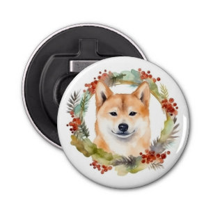 Décapsuleur Shiba Inu Festive de la couronne de Noël Coupe