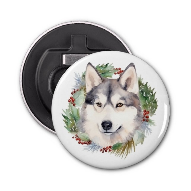 Décapsuleur Sibérie Husky Christmas Wreath Festive Pup (Devant)
