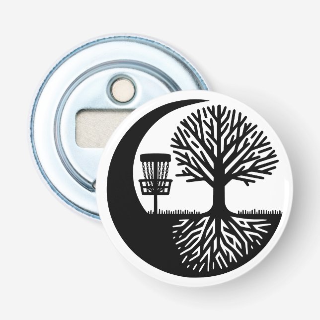 Décapsuleur Silhouette de disque de golf noir et blanc  (Devant)