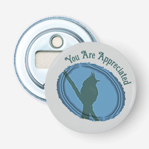 Décapsuleur Silhouette d'oiseau Appréciation Merci gris bleu