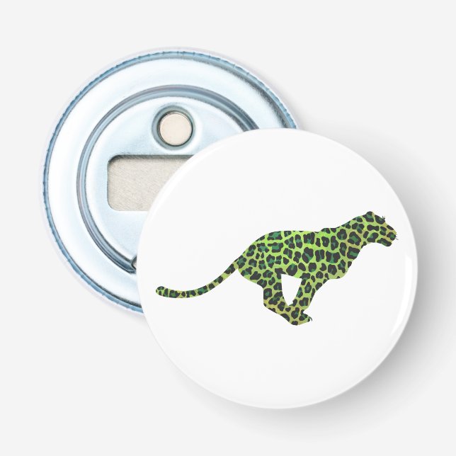 Décapsuleur Silhouette Leopard noir et vert (Devant)