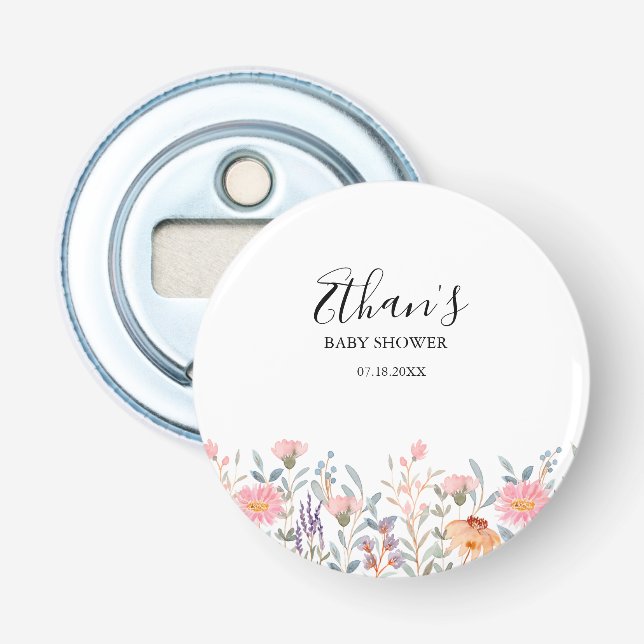 Décapsuleur Simple Fête de Bébé Jardin Floral Aquarelle (Devant)