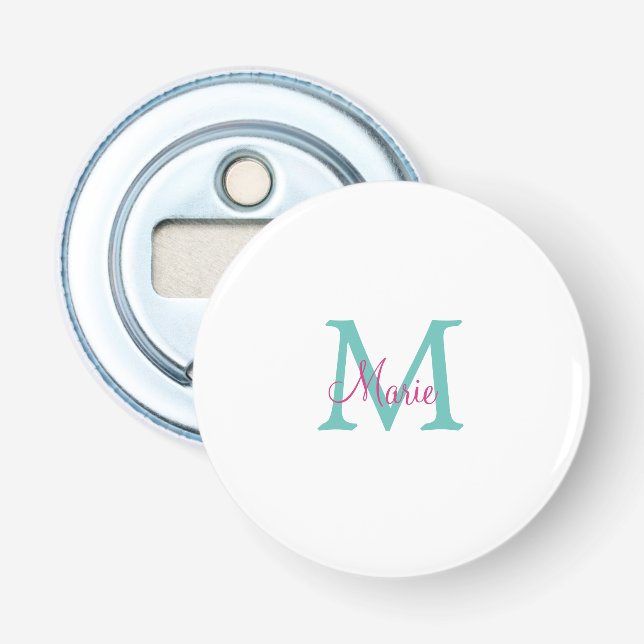 Décapsuleur simple minimal ajouter nom monogramme vert rose bl (Devant)