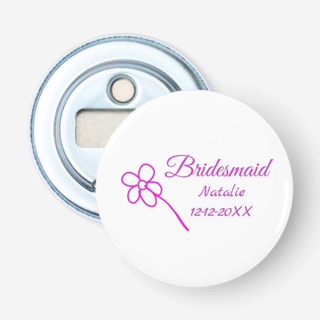 Décapsuleur Simple minimum rose bridesmaid ajouter le nom de l (Devant)