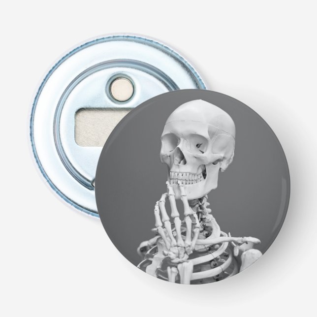 Décapsuleur Skeleton Skeleton Halloween gris noir et blanc (Devant)