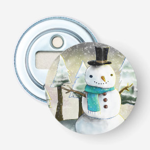 Décapsuleur Snowman en hiver sur la scène de Noël