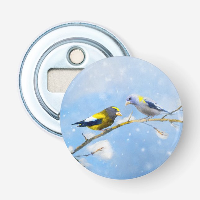 Décapsuleur Soirée Grosbeak Peinture - Cute Original Chien Art (Devant)