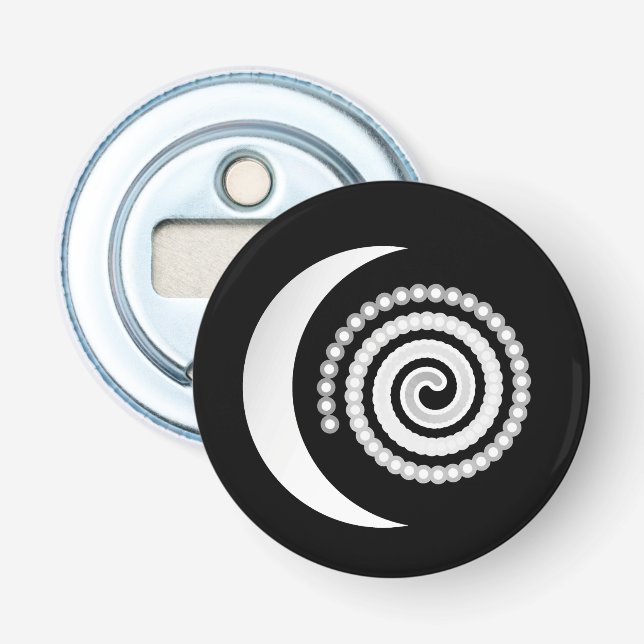 Décapsuleur Spirale de lune d'argent sur noir (Devant)