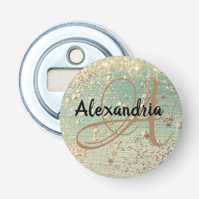 Décapsuleur Stardust or sur Sea Green Personnalisé (Devant)