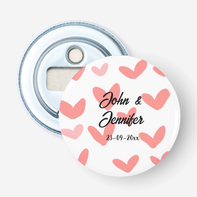Décapsuleur style de texte minimal simple blanc mariage cœur r (Devant)
