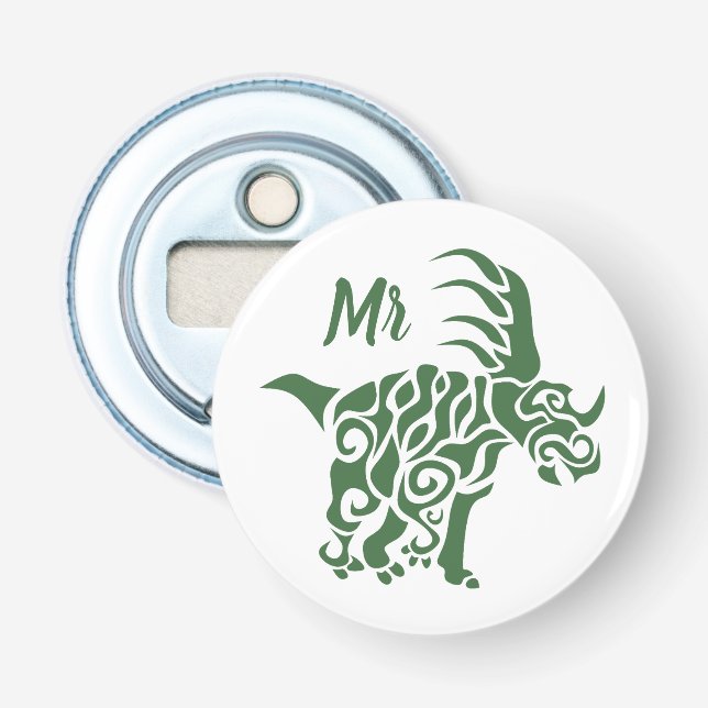 Décapsuleur Styracosaurus vert avec peinture de guerre tribale (Devant)