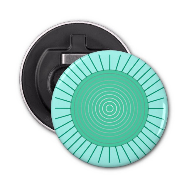 Décapsuleur Sunburst géométrique moderne - Aqua et Seafoam Gre (Devant)