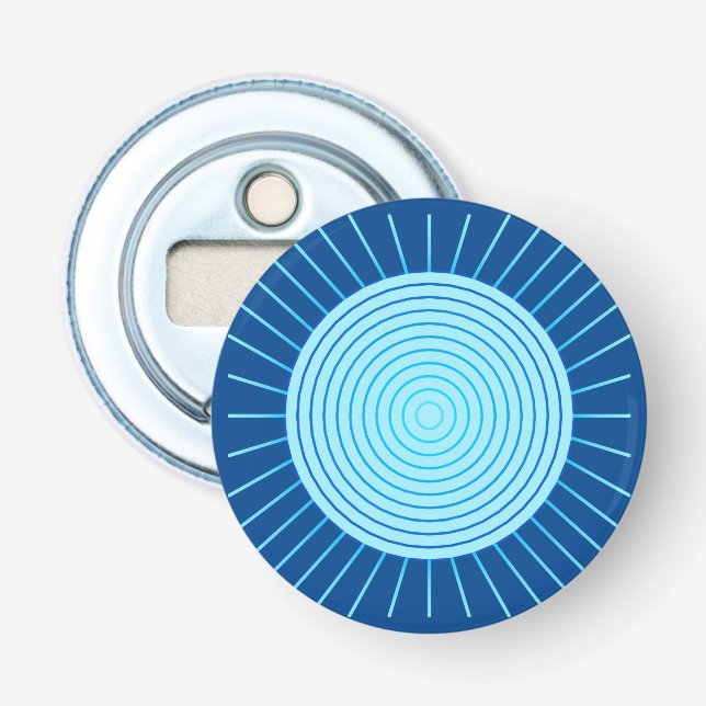 Décapsuleur Sunburst géométrique moderne - Bleu de Cobalt et A (Devant)