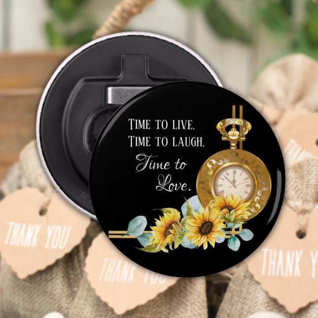 Décapsuleur Sunflower Wedding Favor (Black) Magnet (Créateur téléchargé)