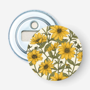 Décapsuleur Sunroot, tournesol sauvage sur blanc