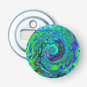 Décapsuleur Super Abstrait Retro Green et Blue Swirl