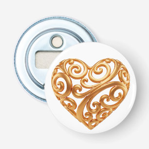 Décapsuleur Symbole de l'amour au cœur doré intemporel