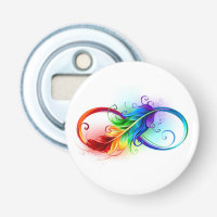 Symbole d'infini avec plume arc-en-ciel