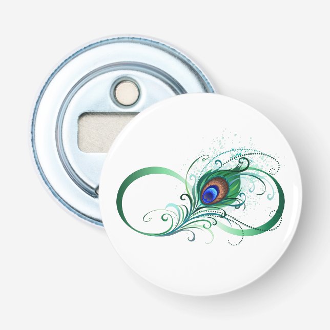 Décapsuleur Symbole d'infini avec plume de paon (Devant)