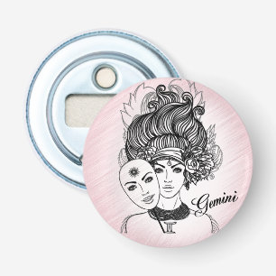 Décapsuleur Symbole zodiaque masqué Lady Gemini et signe rose