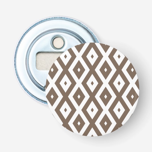 Décapsuleur Taupe motif diamant brun et blanc (Devant)