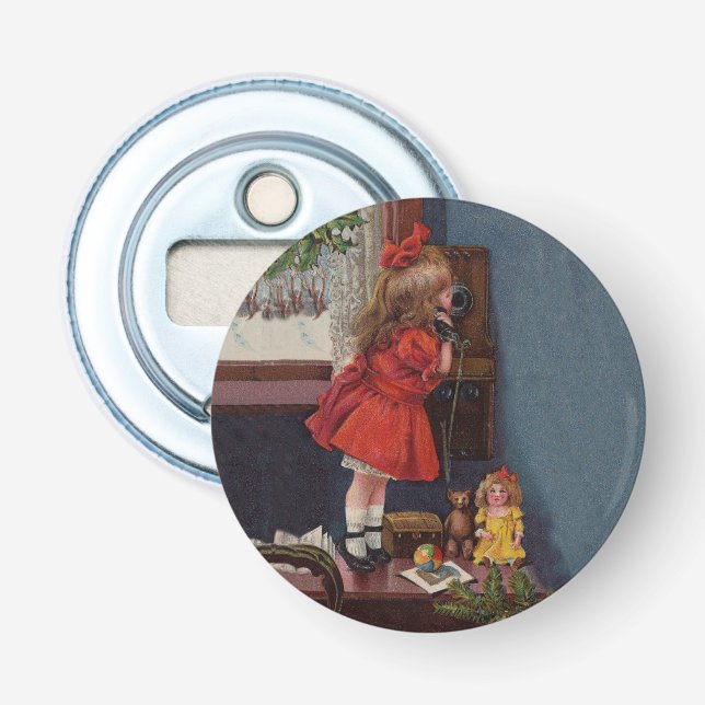 Décapsuleur Téléphone Antique de Petite Fille de Noël (Devant)