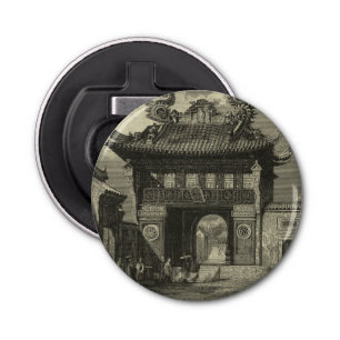 Décapsuleur Temple impérial asiatique en noir et blanc