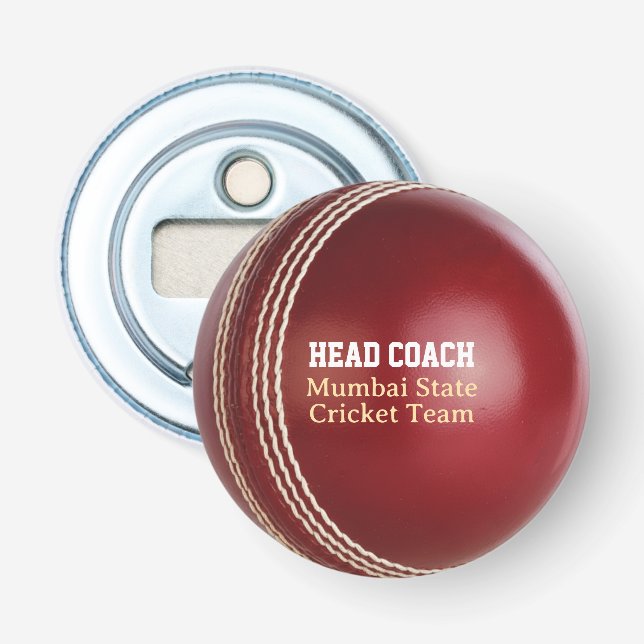 Décapsuleur Test Match Red Cricket Ball avec texte personnalis (Devant)