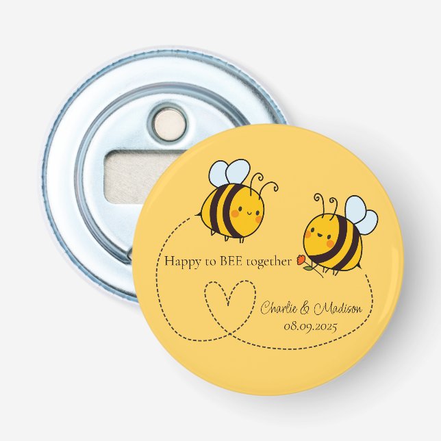 Décapsuleur Texte personnalisé Happy Love Bees (Devant)