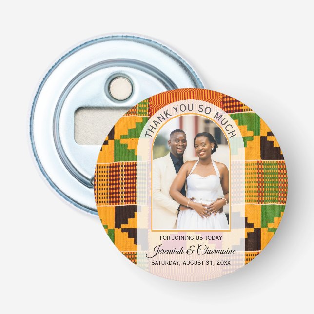 Décapsuleur THANK YOU GUEST FAVORS Africa Ghana Kente WEDDING  (Devant)