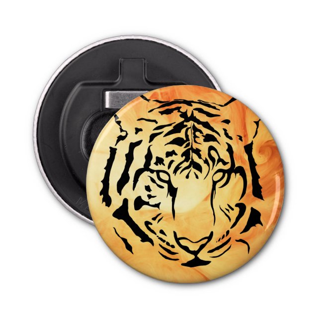 Décapsuleur Tigre à rayures noires sur orange vif (Devant)