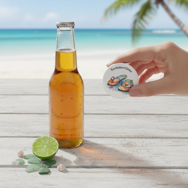 Décapsuleur tongs colorés aquarelle personnalisable (Créateur téléchargé)