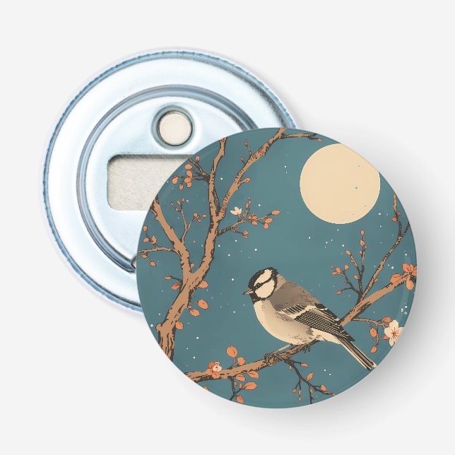Décapsuleur Tote bag - Moonlit Bird on Blossom Branch (Devant)
